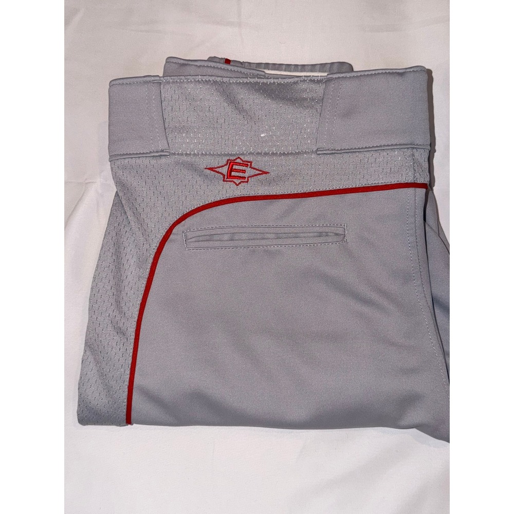 Easton Hit & Run Elastic Bottom Adult Basebball Pants Gray Red Stripe Size Large